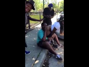 Ebony slum whore gets cooter munched in public