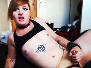 Ultra-kinky PIERCED AND Inked TRANS Chick CAN'T WAIT TO Jism