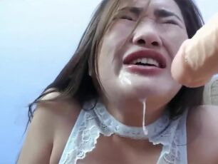 chinese deep-throat artist screws her facehole rock-hard and