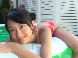 Japanese Young woman Crimson Bathing suit Unspoiled non -