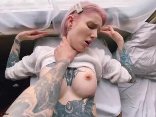 Pink-Haired Gal Fellate Wood Stranger, Vag Smash And Facial